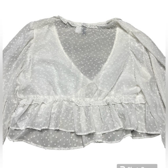 H&M Long Sleeve Dot Top Blouse - Picture 6 of 8